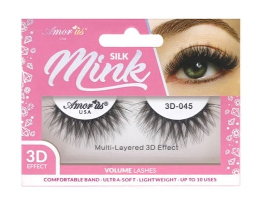 #45-PESTAÑAS DE VOLUMEN DE VISÓN DE SEDA 3D